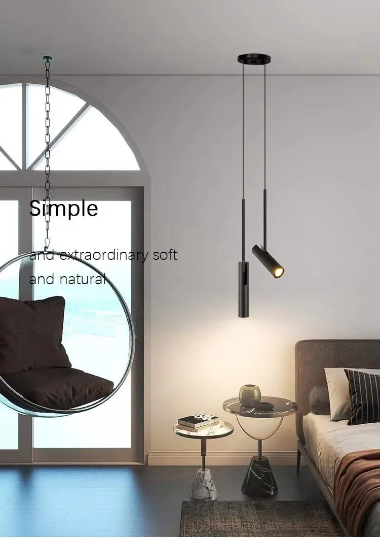 Nordic Black LED Chandelier Pendant Lights Bedroom Bedside Lighting Decor Dining Fixture Hanging Lamp Adjustable Angle Lustres