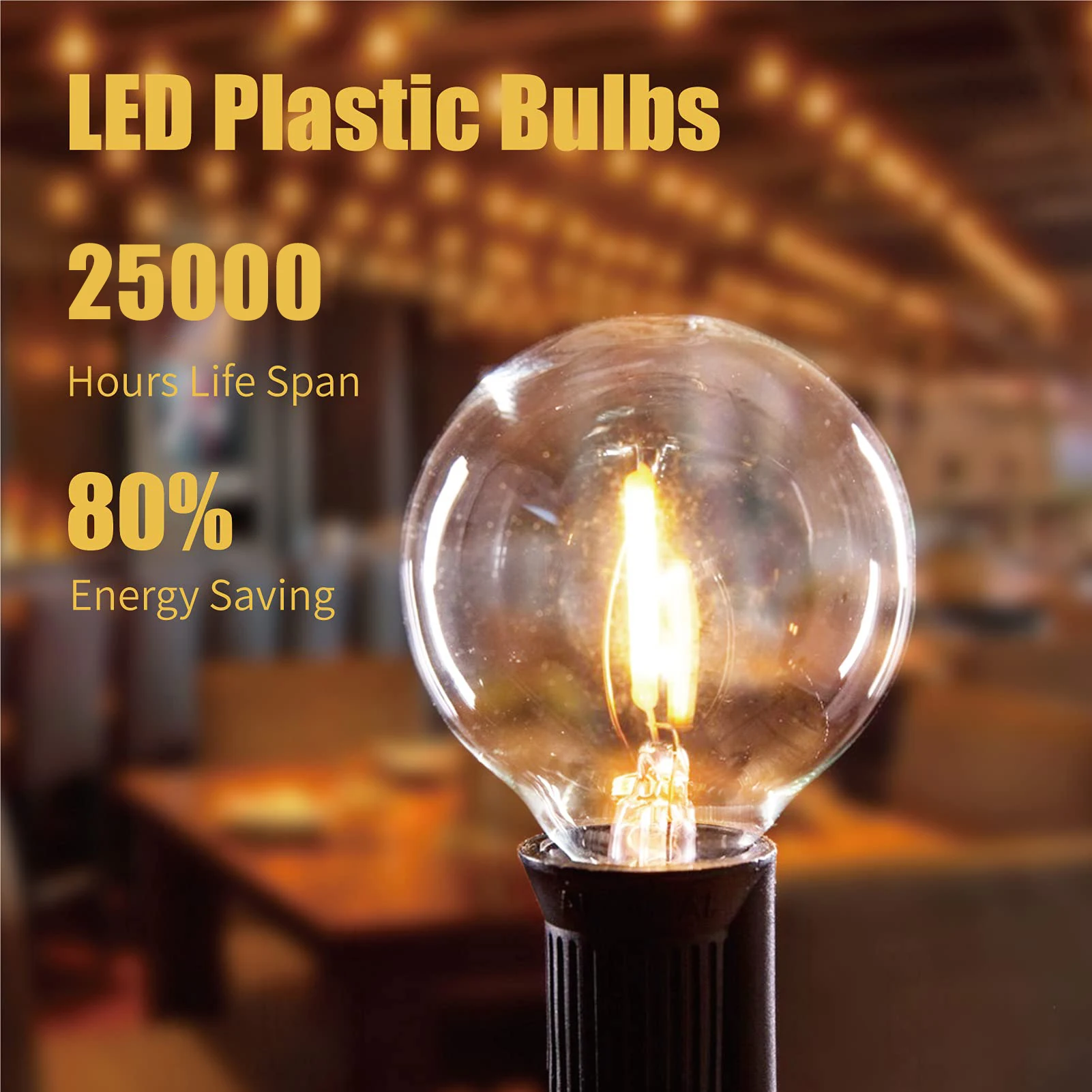 Plastic G40 DC3V Replacement Bulbs for Solar String Lights E12 Screw Sockets Shatterproof Decorative LED Lamp RV Camper Lighting