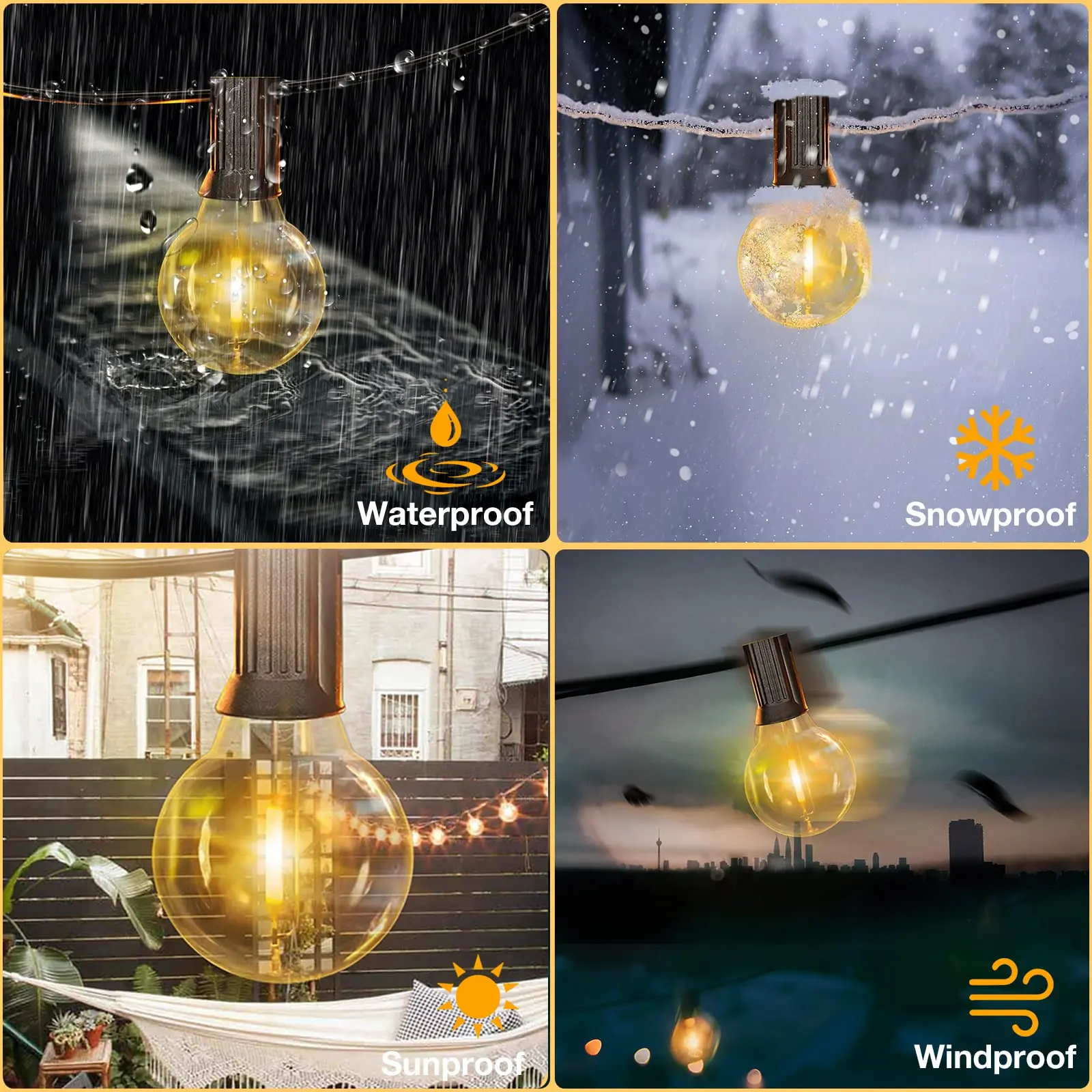 Plastic G40 DC3V Replacement Bulbs for Solar String Lights E12 Screw Sockets Shatterproof Decorative LED Lamp RV Camper Lighting