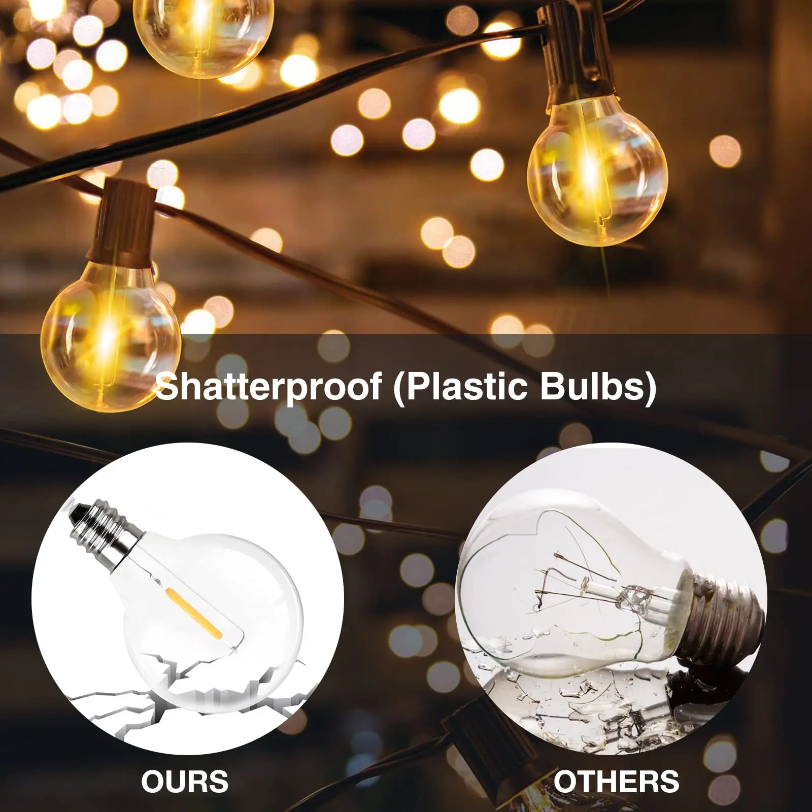 Plastic G40 DC3V Replacement Bulbs for Solar String Lights E12 Screw Sockets Shatterproof Decorative LED Lamp RV Camper Lighting