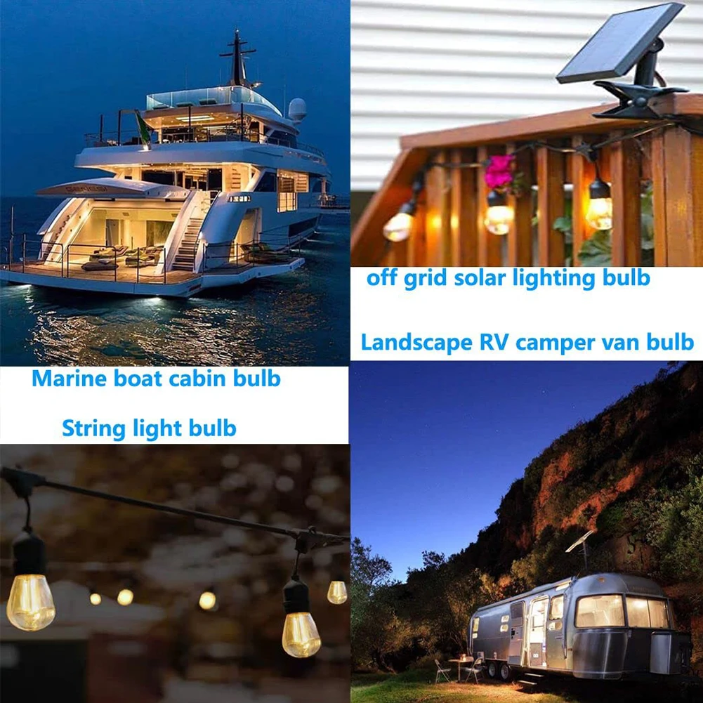 Plastic G40 DC3V Replacement Bulbs for Solar String Lights E12 Screw Sockets Shatterproof Decorative LED Lamp RV Camper Lighting