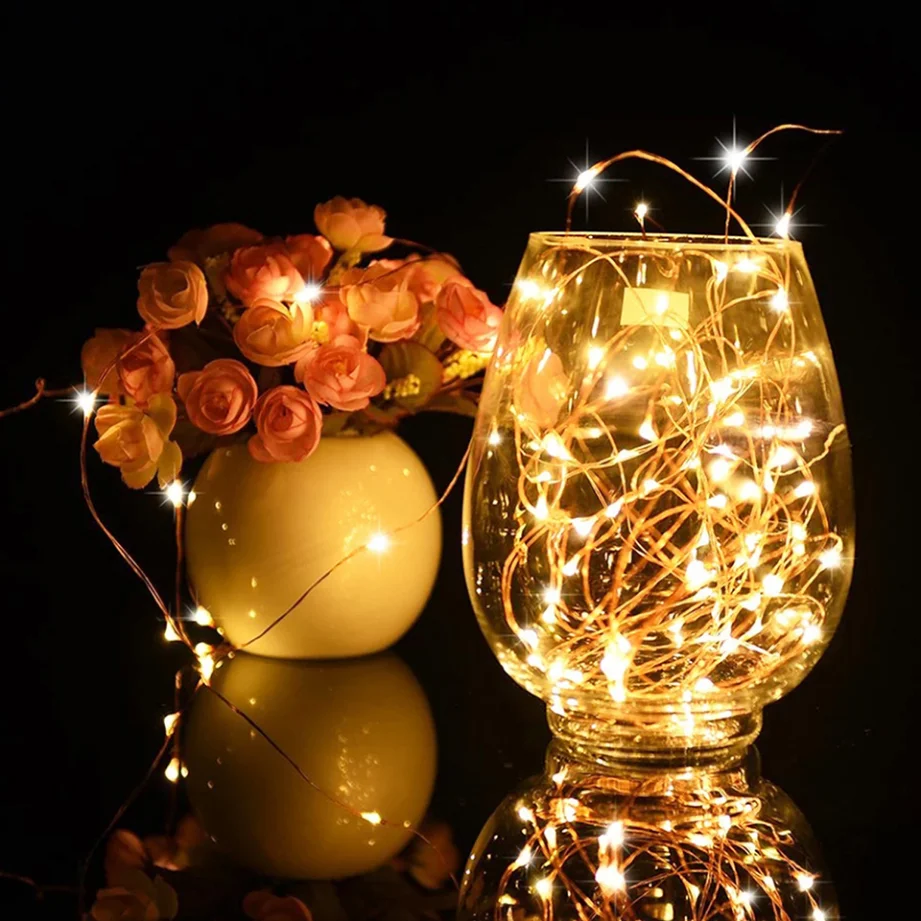 10pcs 6pcs Copper Wire LED String Lights Holiday Fairy Lights Garland Christmas Tree Decor Wedding Party DIY Natal Navidad 2023