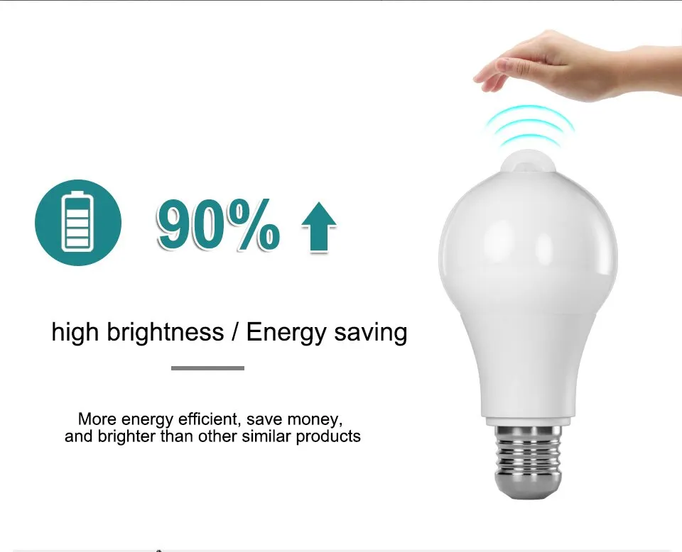 LED PIR Motion Sensor Light Bulb E27 Inteligent Human Infrared Induction White Warm Light Automatic Switch Light Bulb