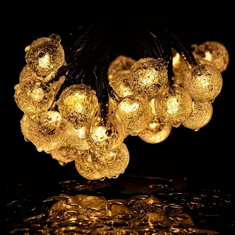 1 Pack 39FT IP65 Crystal Globe Solar String Lights 100 LED 8 Lighting Modes Solar Outdoor Lights For Halloween Christmas Party