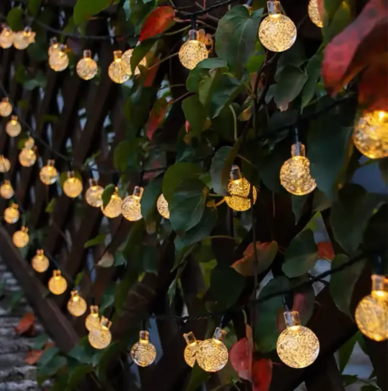 1 Pack 39FT IP65 Crystal Globe Solar String Lights 100 LED 8 Lighting Modes Solar Outdoor Lights For Halloween Christmas Party