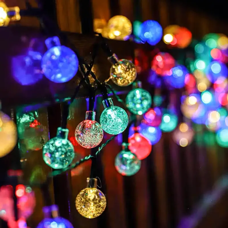 1 Pack 39FT IP65 Crystal Globe Solar String Lights 100 LED 8 Lighting Modes Solar Outdoor Lights For Halloween Christmas Party