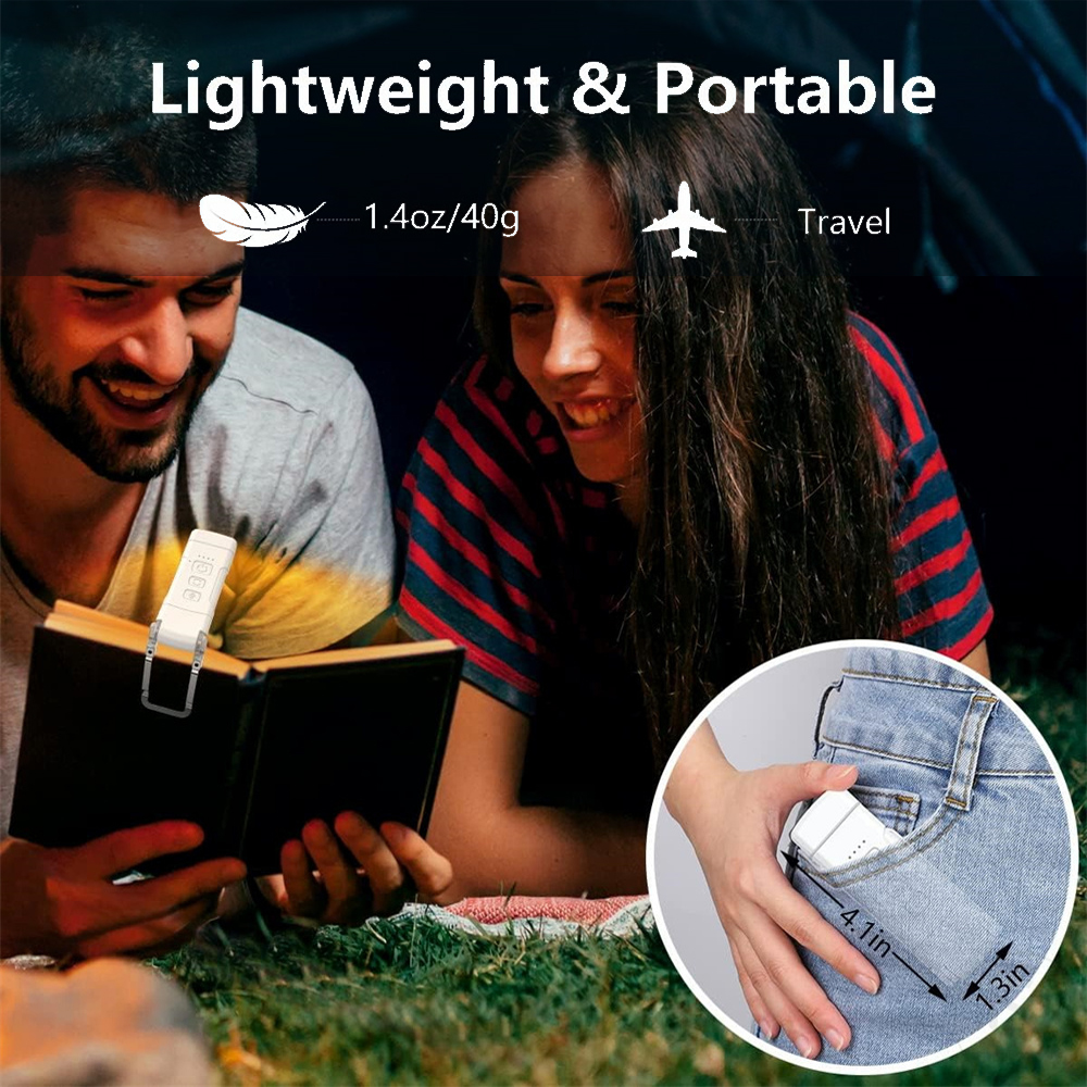 Book Light with Timer USB Rechargeable 3 Colors & 5 Brightness Reading Light Clip-on Read Lamp Bookmark Night Light Book Lamp