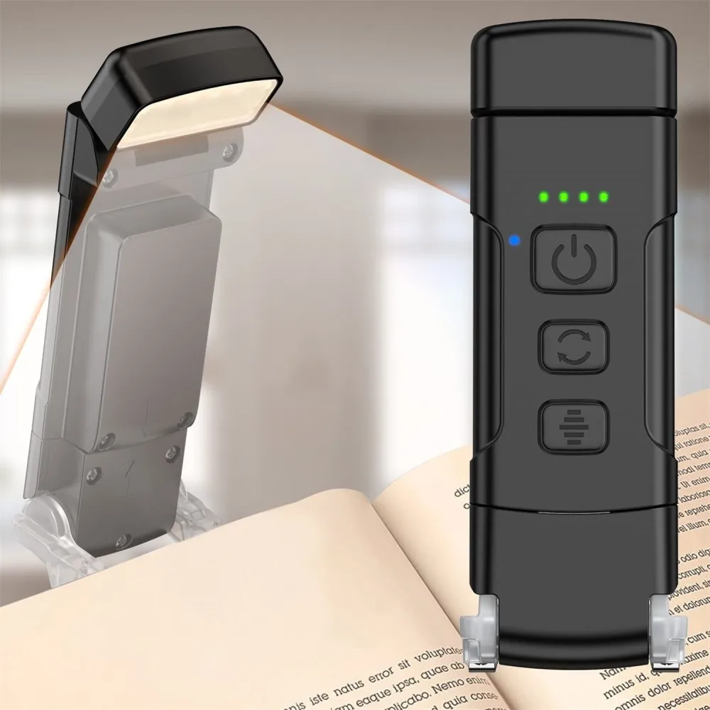 Book Light with Timer USB Rechargeable 3 Colors & 5 Brightness Reading Light Clip-on Read Lamp Bookmark Night Light Book Lamp