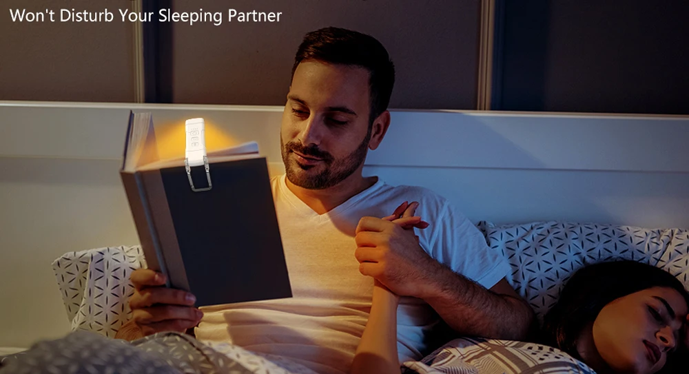 Book Light with Timer USB Rechargeable 3 Colors & 5 Brightness Reading Light Clip-on Read Lamp Bookmark Night Light Book Lamp