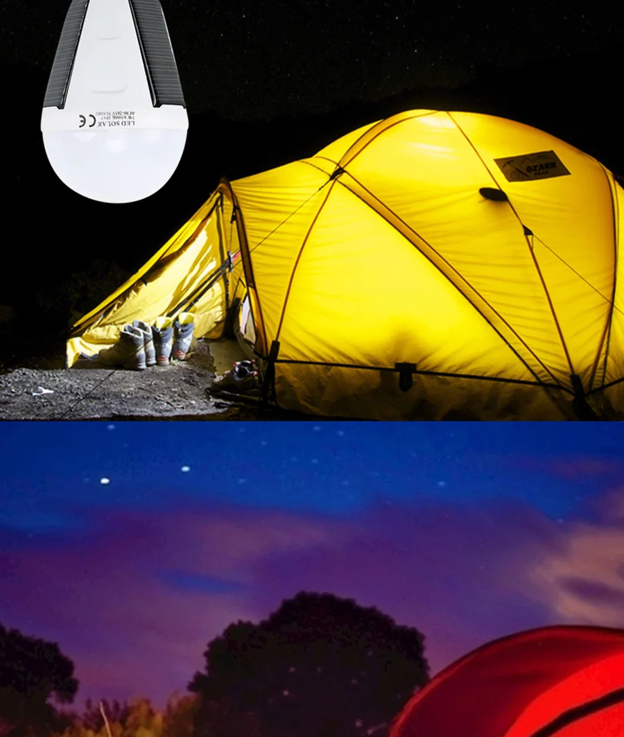 E27 Rechargeable LED Solar Bulb Lamp 7W 12W 85V-265V Outdoor Emergency Solar Powered Bulb Travel Fishing Camping Light Tent lamp