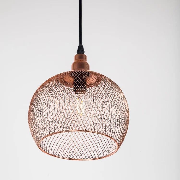 Modern Simple Light Fixture Nordic Restaurant Bar Lighting Living Room Walkway Retro Rose Gold Bird Cage Creative Chandelier