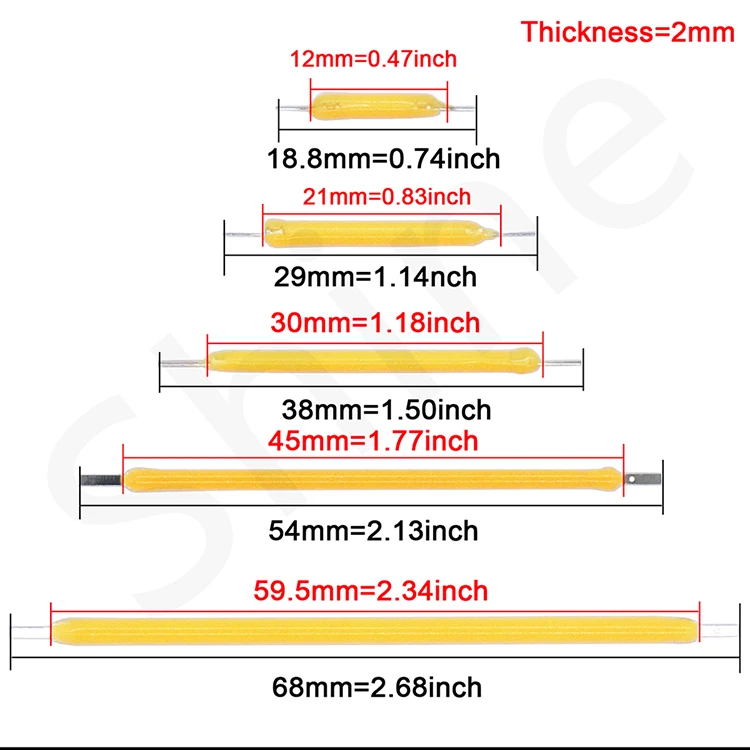 10pcs COB LED Filament Edison Bulb Lamp Parts 18.8mm 29mm 38mm 54mm 68mm DC 3V 12V 57V 80V Incandescent Light Diodes Accessories