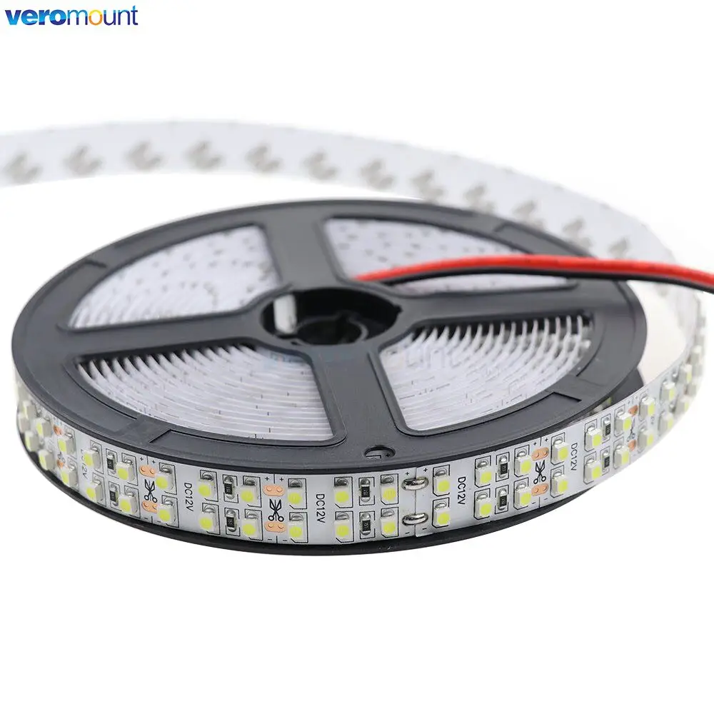 5m Double Row 2835 Flexible LED Strip 240leds/m 480leds/m Cool Warm White 4000K IP20 Non-Waterproof 1200/2400 SMDs 12V 24V DC