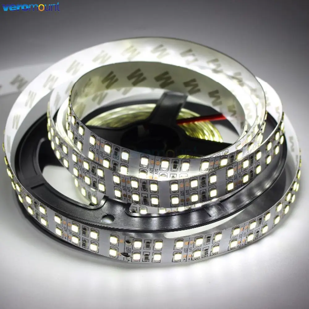5m Double Row 2835 Flexible LED Strip 240leds/m 480leds/m Cool Warm White 4000K IP20 Non-Waterproof 1200/2400 SMDs 12V 24V DC