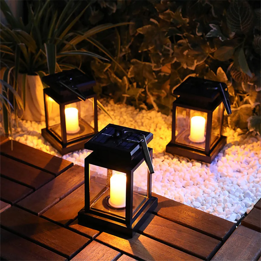 Solar Palace Lantern Outdoor Solar Lights Lawn Landscape Hanging Atmosphere Candle Lamp Floor Yard Garden Decor