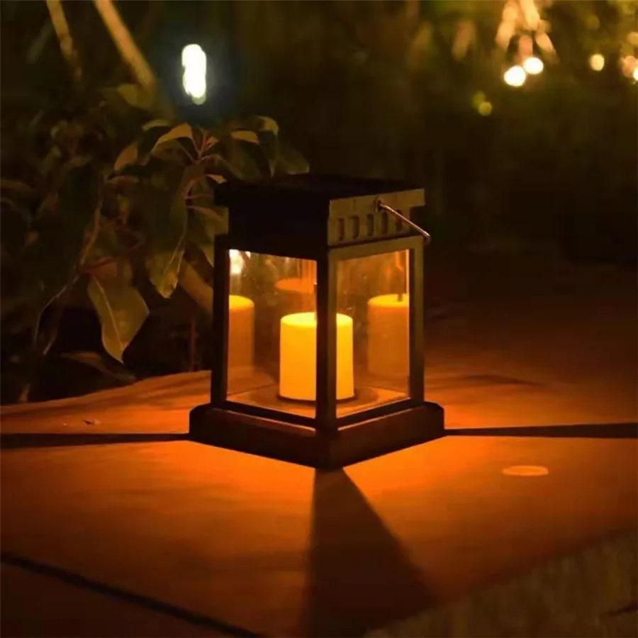 Solar Palace Lantern Outdoor Solar Lights Lawn Landscape Hanging Atmosphere Candle Lamp Floor Yard Garden Decor