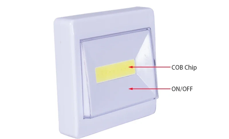 2 Pcs COB LED Night Lights AAA Battery Wall Light Operated with Switch Magic Tape for Cabinet lights Garage Corridor lamp