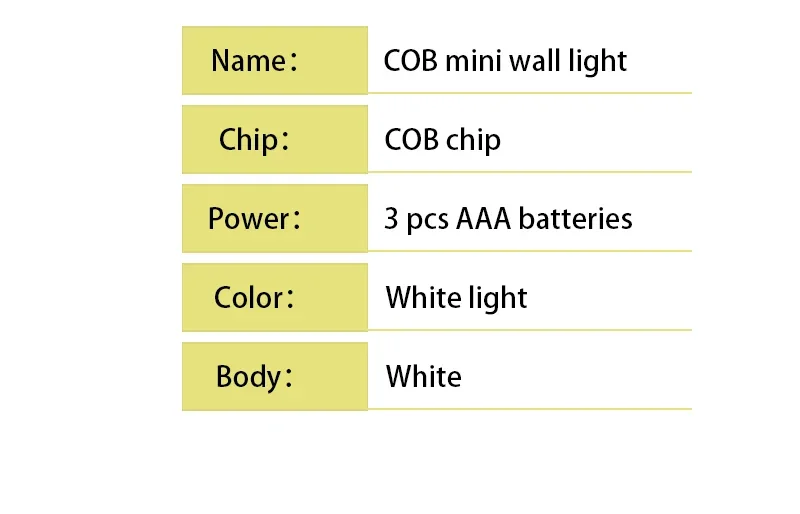 2 Pcs COB LED Night Lights AAA Battery Wall Light Operated with Switch Magic Tape for Cabinet lights Garage Corridor lamp