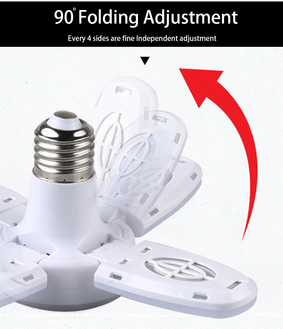 28W Foldable LED Bulb E27 Fan Blade LED Lamp AC 220V 110V Bombilla Lampada Spotlight for Home Ceiling Panel Room Garage Lighting