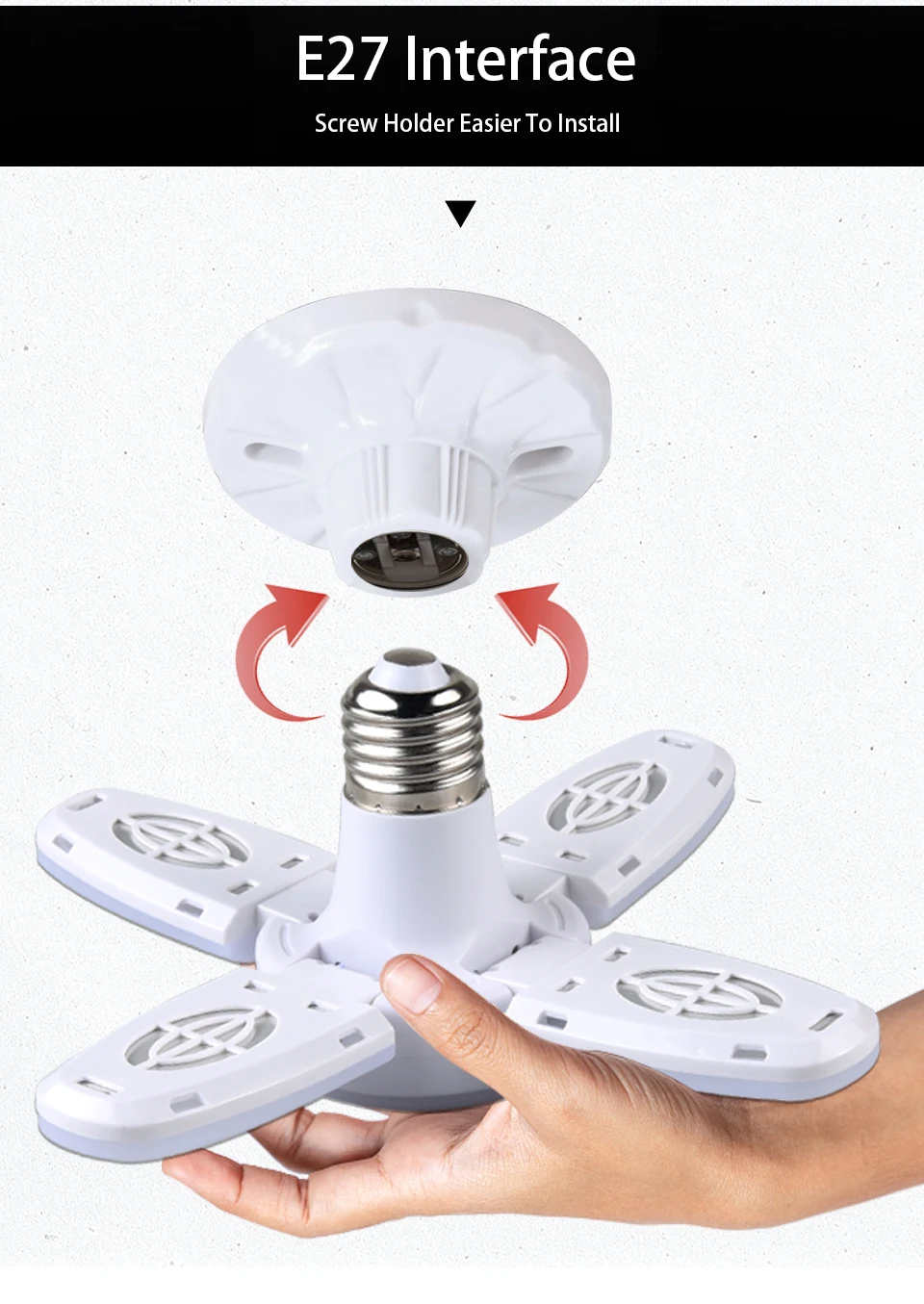 28W Foldable LED Bulb E27 Fan Blade LED Lamp AC 220V 110V Bombilla Lampada Spotlight for Home Ceiling Panel Room Garage Lighting