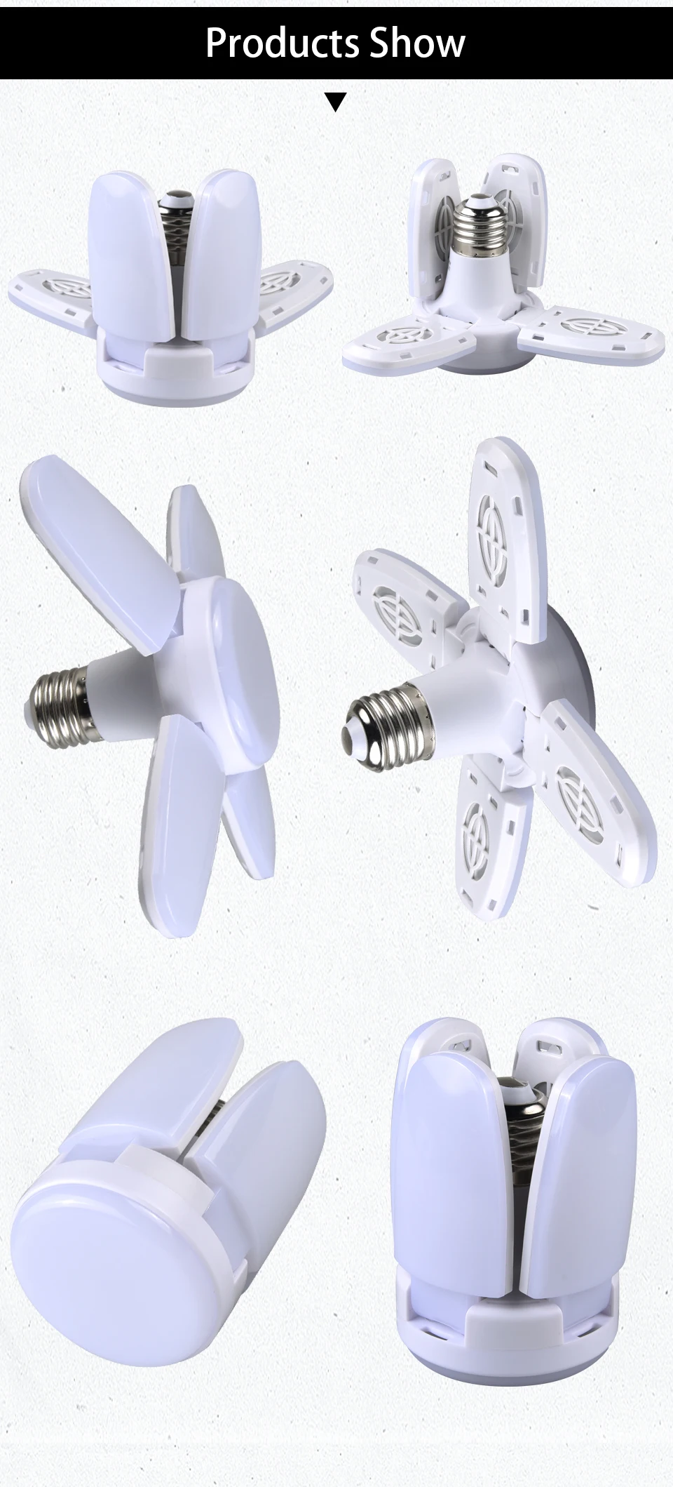 28W Foldable LED Bulb E27 Fan Blade LED Lamp AC 220V 110V Bombilla Lampada Spotlight for Home Ceiling Panel Room Garage Lighting