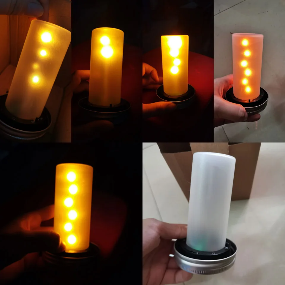 1PCS Solar LED Mason Jar Lit Light Torch Flame Warm LED Garden Outdoor Solar Bottle Lamp Candle Lantern Christmas Decoration