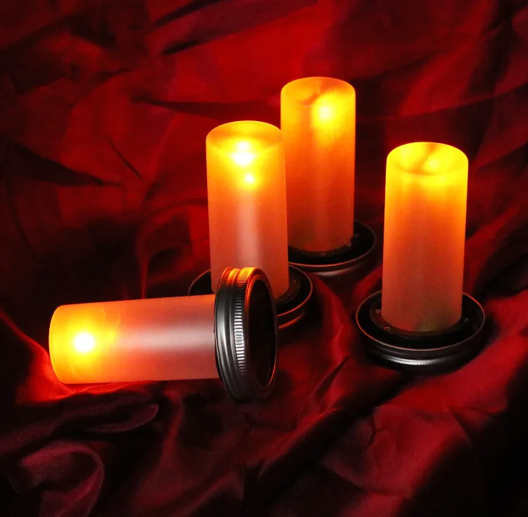 1PCS Solar LED Mason Jar Lit Light Torch Flame Warm LED Garden Outdoor Solar Bottle Lamp Candle Lantern Christmas Decoration