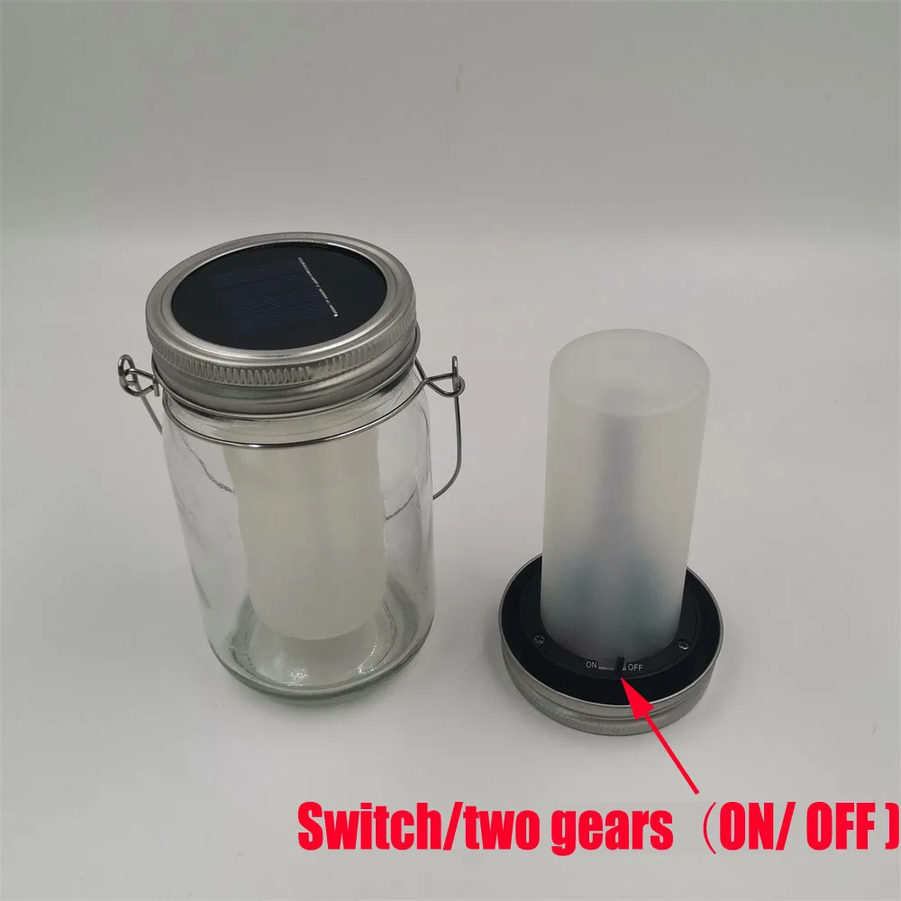 1PCS Solar LED Mason Jar Lit Light Torch Flame Warm LED Garden Outdoor Solar Bottle Lamp Candle Lantern Christmas Decoration