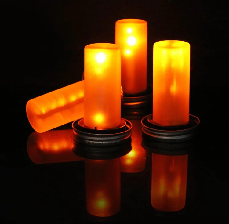 1PCS Solar LED Mason Jar Lit Light Torch Flame Warm LED Garden Outdoor Solar Bottle Lamp Candle Lantern Christmas Decoration