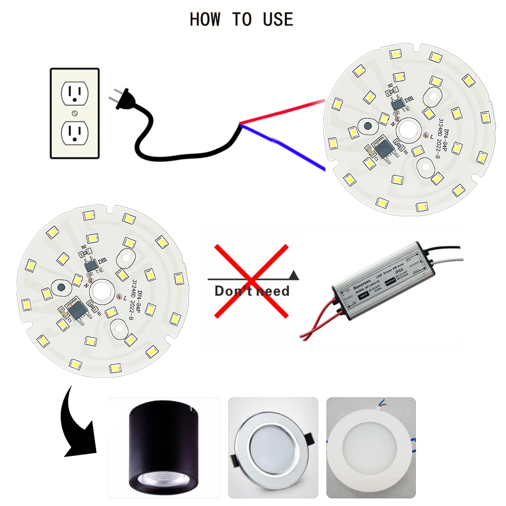 AC 220V LED Chip No Transformer Required SMD 2835 Circle Light Beads DIY High CRI For Led Downlight Lighting Accessory