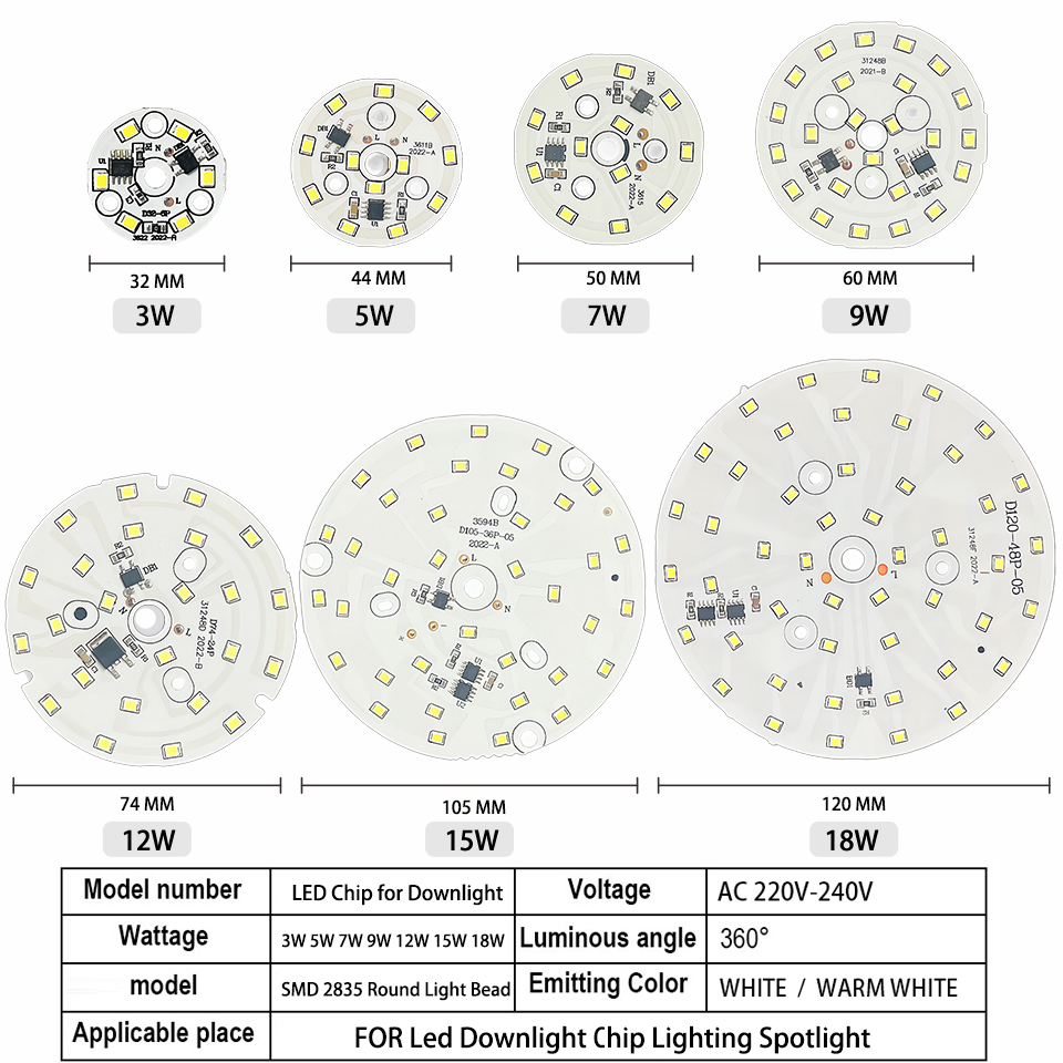 AC 220V LED Chip No Transformer Required SMD 2835 Circle Light Beads DIY High CRI For Led Downlight Lighting Accessory