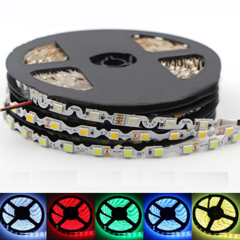 5m 12V 24V S Shape LED Strip LED Flexible Tape 5050 RGB Warm White 60LED/m Bending Channel Letter S Type Letter 8mm PCB