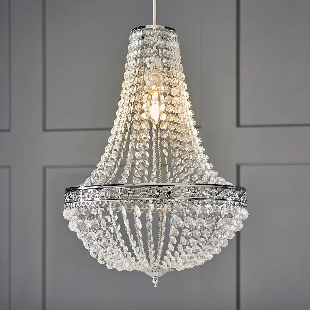 Premium Vintage Crystal Chandelier Ceiling Light Shade Drop Light Easy Fitting Charlotte Pendant Lampshade Without cord kit