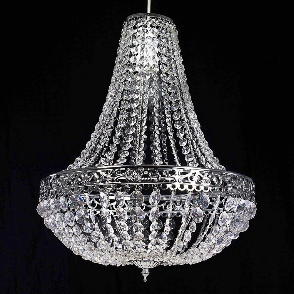 Premium Vintage Crystal Chandelier Ceiling Light Shade Drop Light Easy Fitting Charlotte Pendant Lampshade Without cord kit