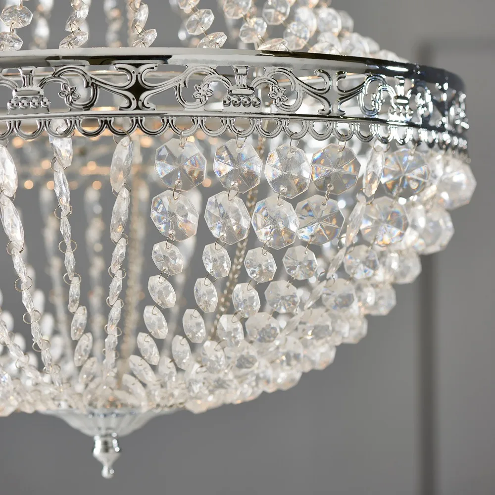 Premium Vintage Crystal Chandelier Ceiling Light Shade Drop Light Easy Fitting Charlotte Pendant Lampshade Without cord kit