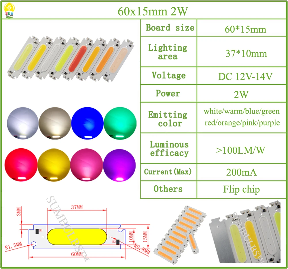 DC 12V All Size COB LED Strip Panel Light 2W-300W Module Bar Bulb for DIY Night Stage Effect Lamp
