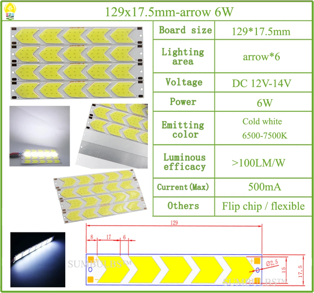 DC 12V All Size COB LED Strip Panel Light 2W-300W Module Bar Bulb for DIY Night Stage Effect Lamp