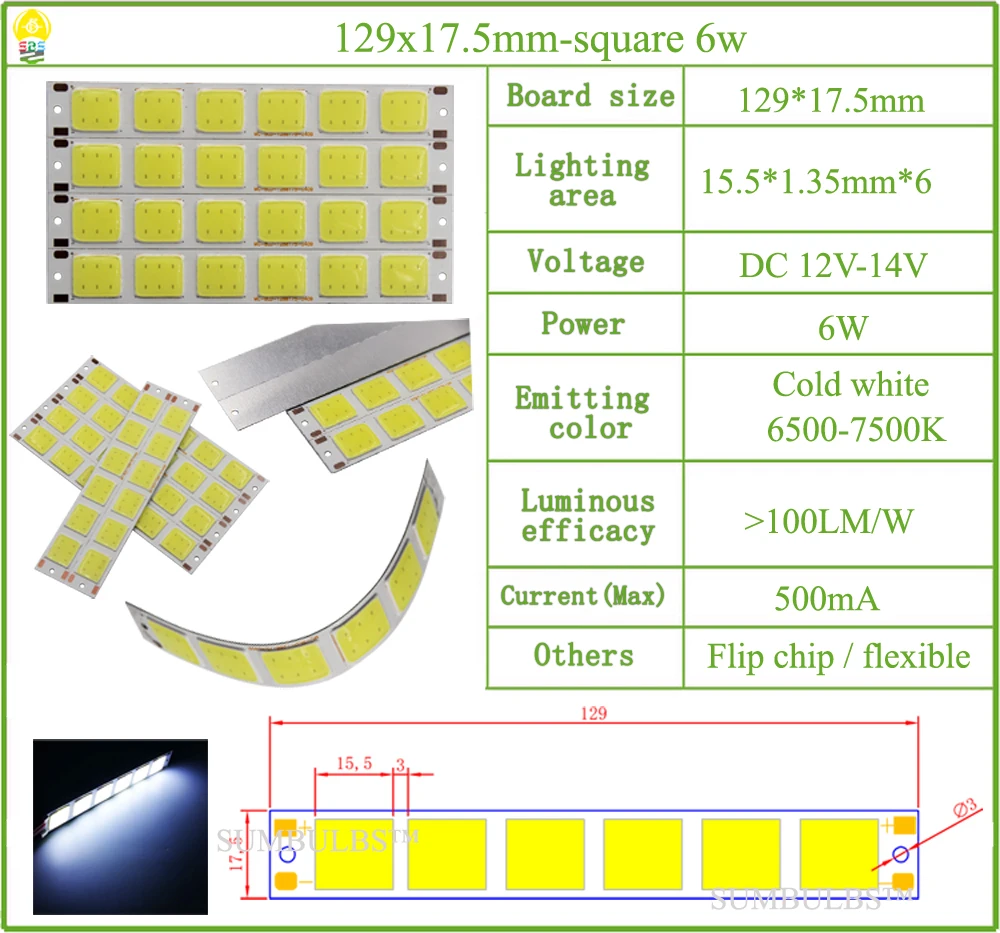 DC 12V All Size COB LED Strip Panel Light 2W-300W Module Bar Bulb for DIY Night Stage Effect Lamp