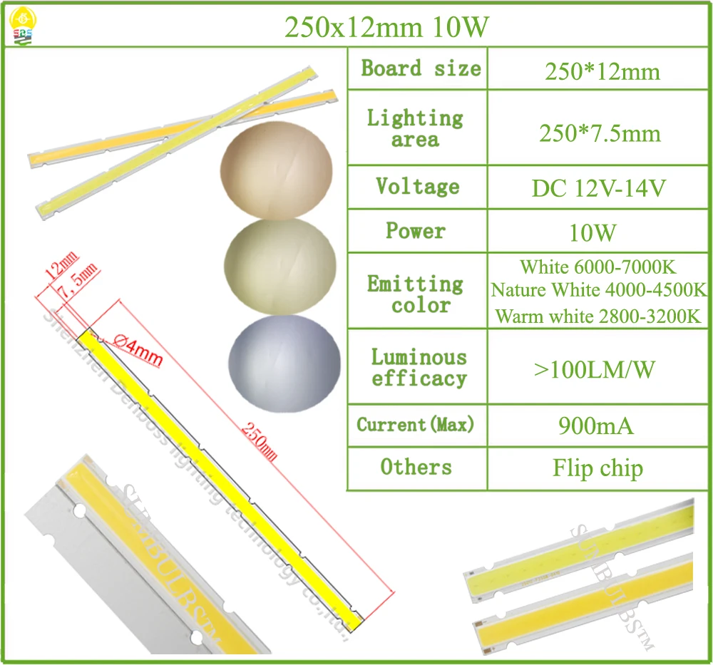 DC 12V All Size COB LED Strip Panel Light 2W-300W Module Bar Bulb for DIY Night Stage Effect Lamp