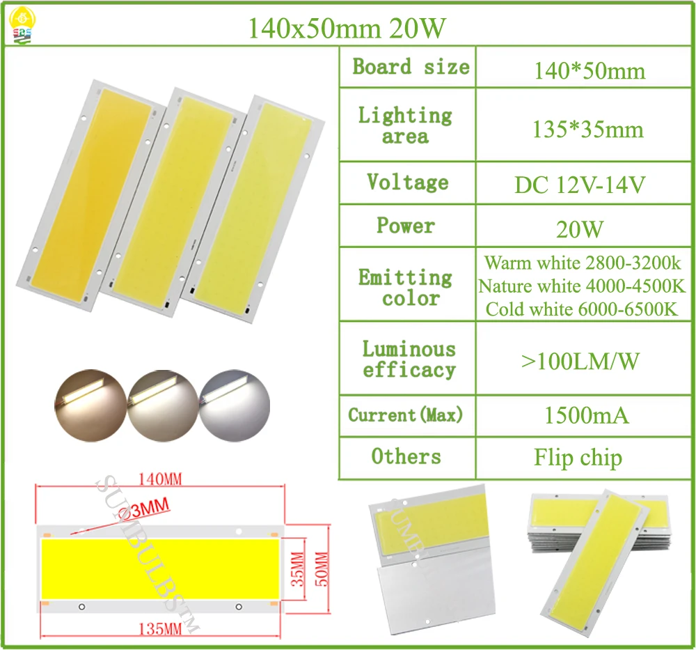 DC 12V All Size COB LED Strip Panel Light 2W-300W Module Bar Bulb for DIY Night Stage Effect Lamp