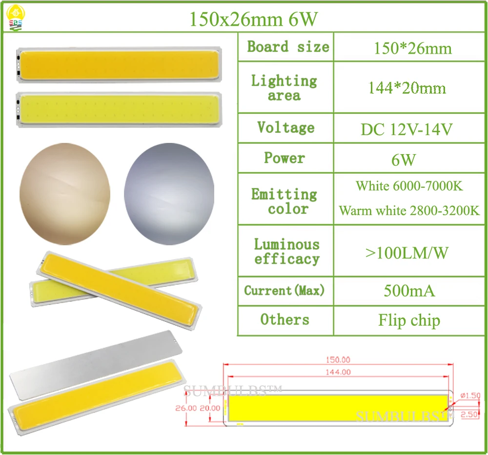DC 12V All Size COB LED Strip Panel Light 2W-300W Module Bar Bulb for DIY Night Stage Effect Lamp