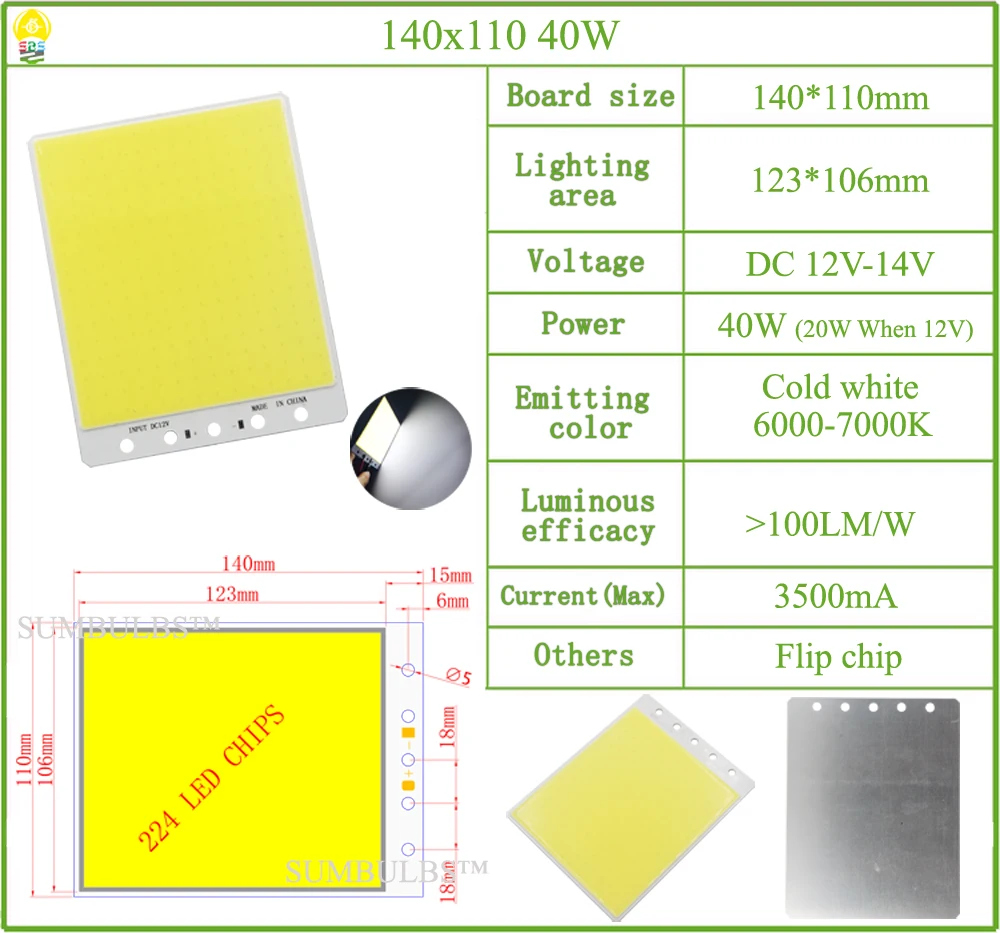DC 12V All Size COB LED Strip Panel Light 2W-300W Module Bar Bulb for DIY Night Stage Effect Lamp