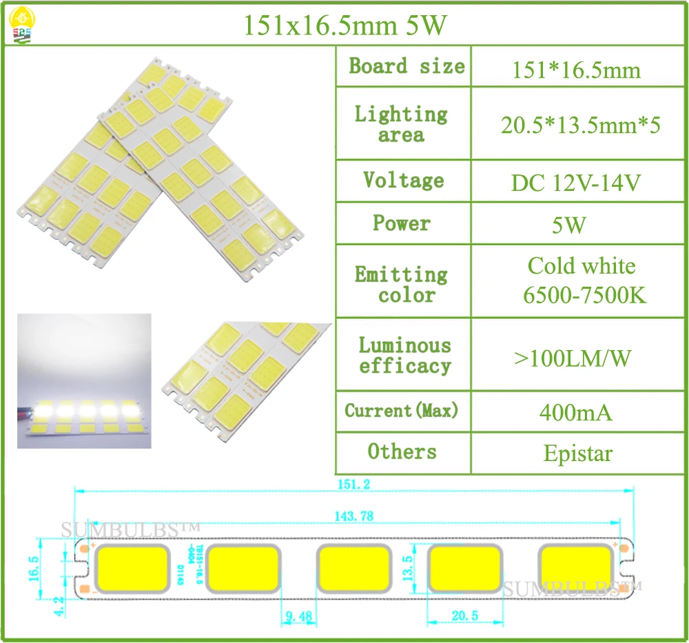 DC 12V All Size COB LED Strip Panel Light 2W-300W Module Bar Bulb for DIY Night Stage Effect Lamp