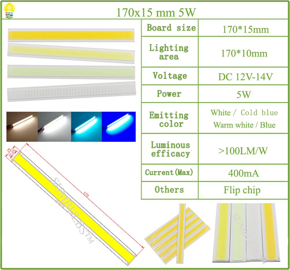 DC 12V All Size COB LED Strip Panel Light 2W-300W Module Bar Bulb for DIY Night Stage Effect Lamp