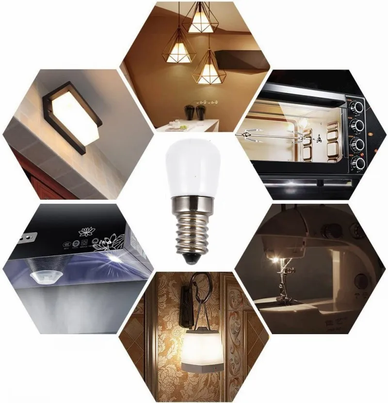 Mini 2W LED Light Bulbs E14 E12 T22 220V 110V 12V 24V 2835 SMD Refrigerator Lamp Screw Bulb For Refrigerator Freezer