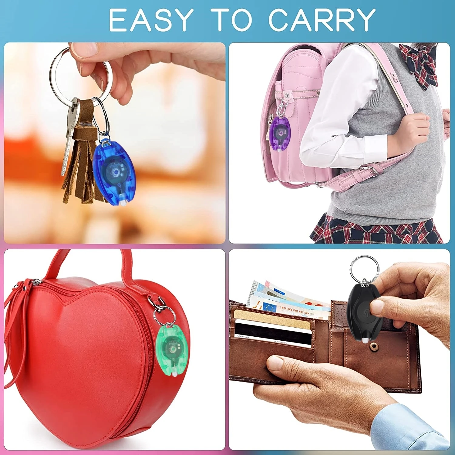 Led Keychain Light Mini Multicolored Cool Popular White Light Child Schoolbag Backpack Stairs Emergency Lighting Flashlight Lamp