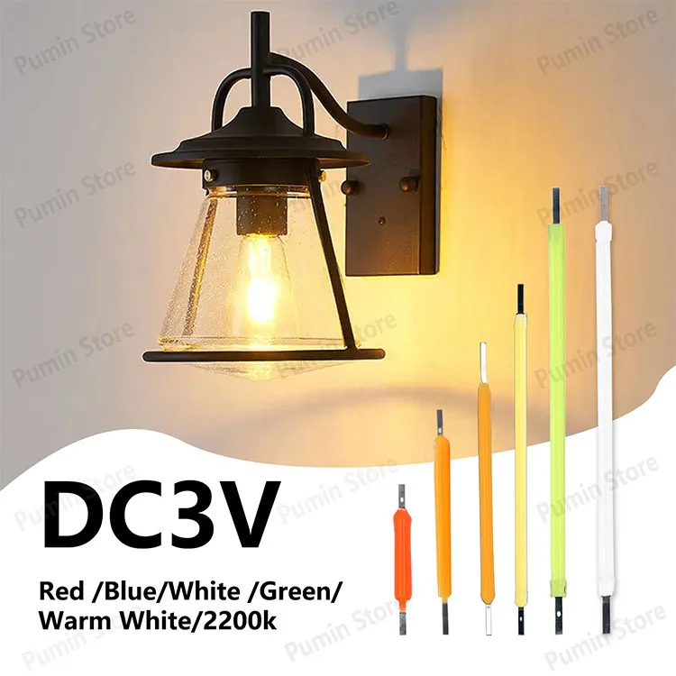 10pcs LED Hard Filament Edison LED Bulbs 20mm 29mm 38mm 54mm 68mm DC3V 2200K White Warm White Red Green Blue Source Accessories