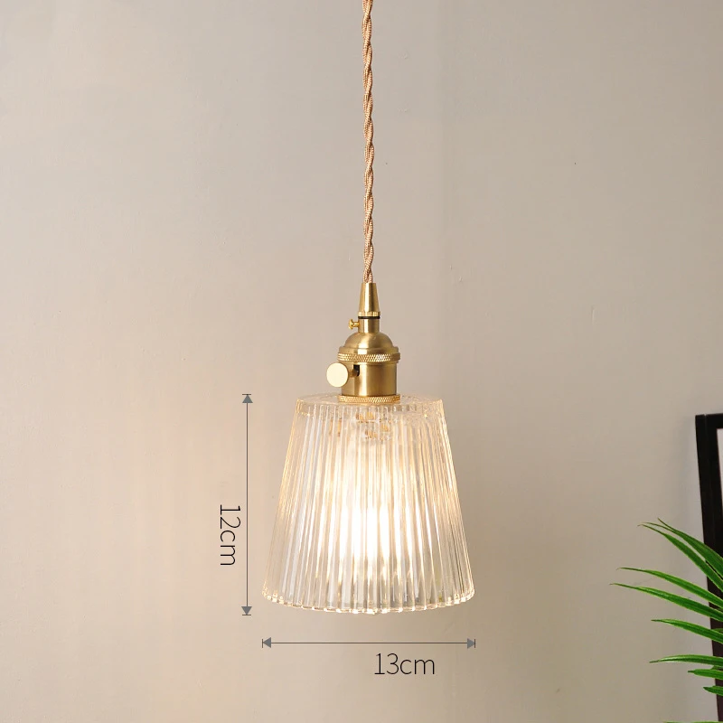 Vintage Noridc Stripe Glass Pendant Lamp Dining Room Kitchen Retro Pendant Lights Bedroom Bedside Decor Hanging Light