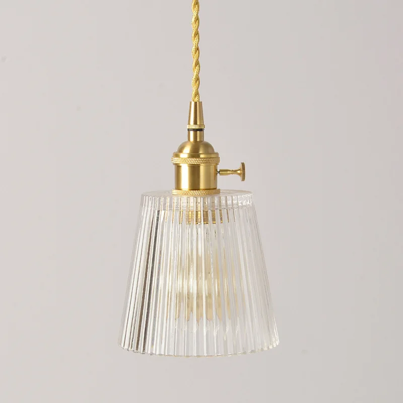 Vintage Noridc Stripe Glass Pendant Lamp Dining Room Kitchen Retro Pendant Lights Bedroom Bedside Decor Hanging Light