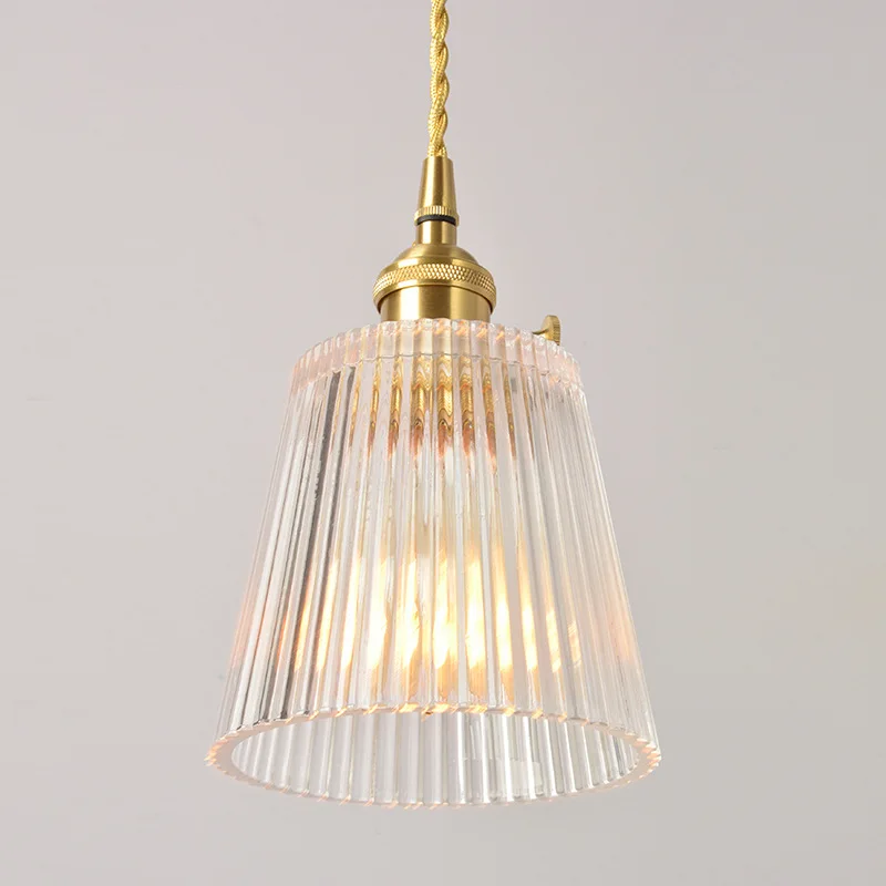 Vintage Noridc Stripe Glass Pendant Lamp Dining Room Kitchen Retro Pendant Lights Bedroom Bedside Decor Hanging Light